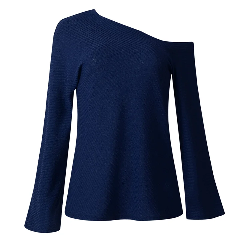 Элегантные на одно плечо блузка модная женская зимняя одежда винно-красного