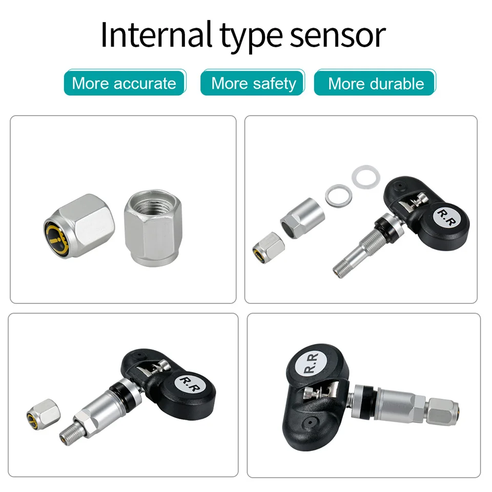 AOSHIKE TPMS автомобильная система давления в шинах цифровой ЖК-дисплей Солнечный или USB автомобильный беспроводной 4 внутренних датчика с голосовой передачей