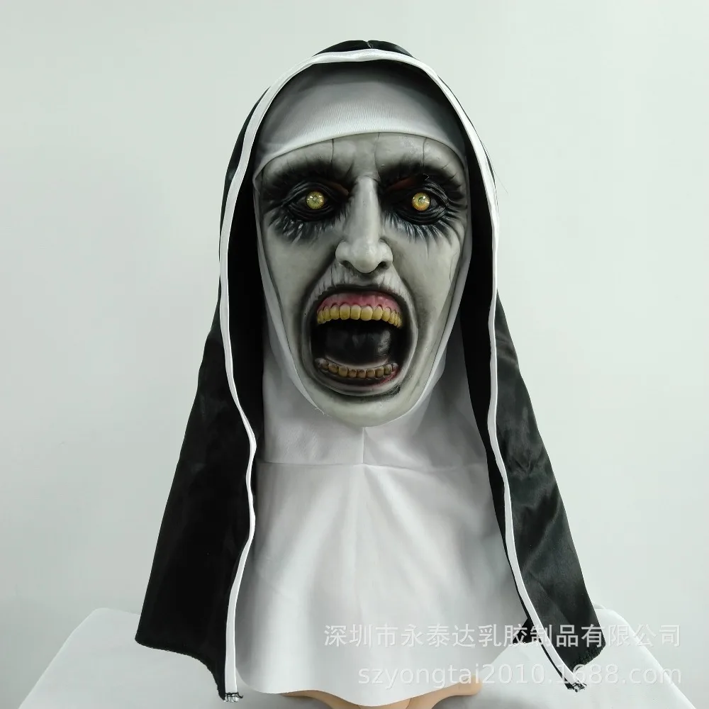 Conjuring 2 The Nun Horror светящаяся маска для косплея страшные латексные маски с шарфом головы шлем полным лицом