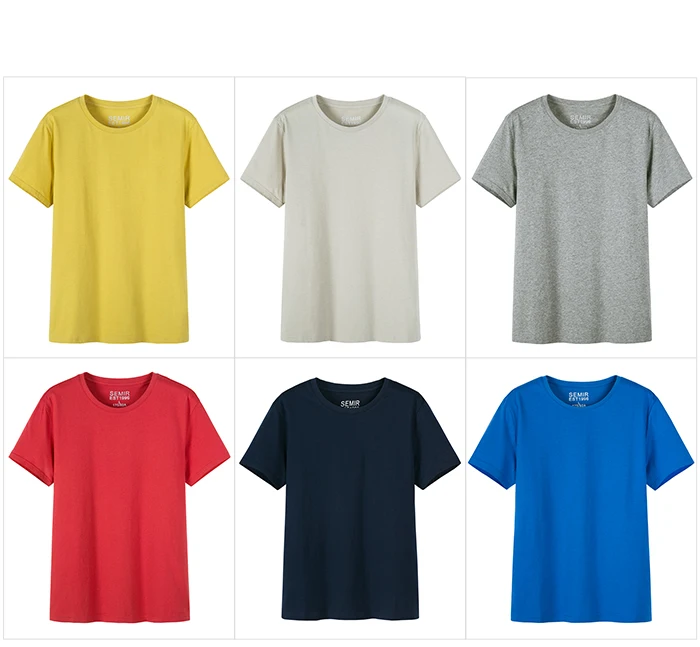 SEMIR, летняя мужская футболка с коротким рукавом,, простая, круглый вырез, стрейч, одноцветная, новая верхняя одежда, трендовая футболка, Мужская Уличная одежда, XS-2XL