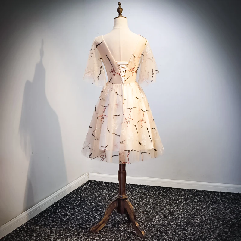 JANCEMBER 2019 последние легкие Роскошные вечерние платья тюлевый с коротким рукавом V