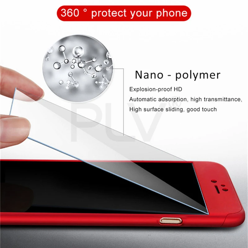 SHUOHU 360 Degree Full Cover Case For iPhone 6 6S 7 Plus With Tempered Glass 8 X Phone Capa Coque |