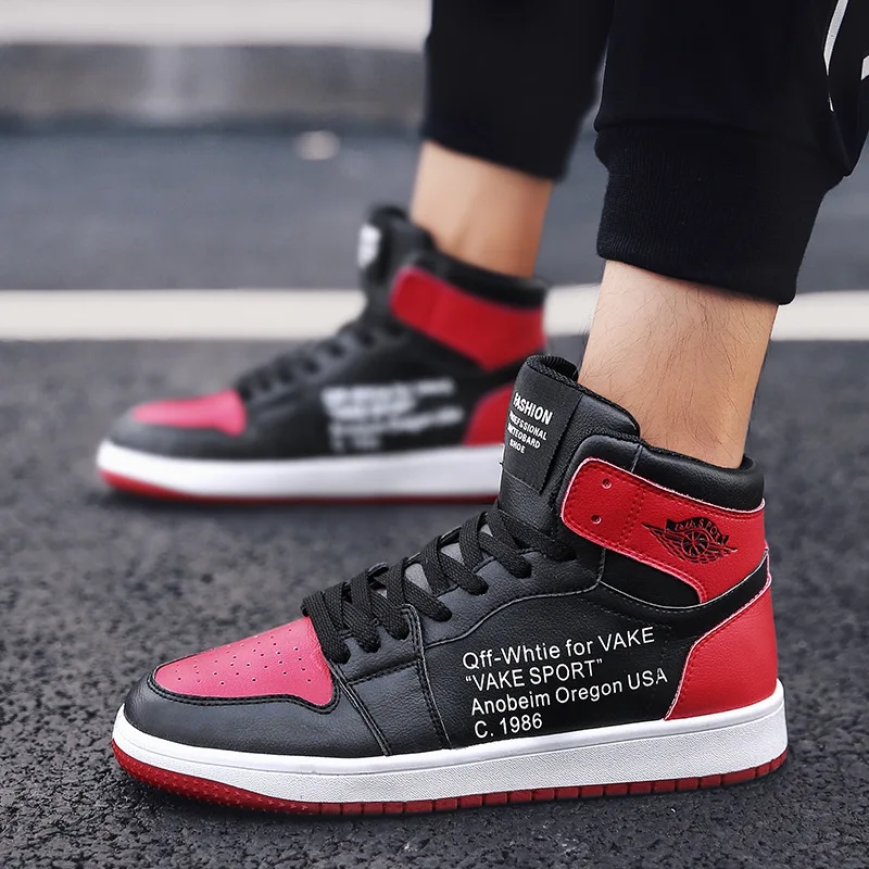 New High Top Sneakers Men Lace-up Casual Shoes Classic Round Toe Flat Skate Student Fashion Quality Wear Resistant | Обувь