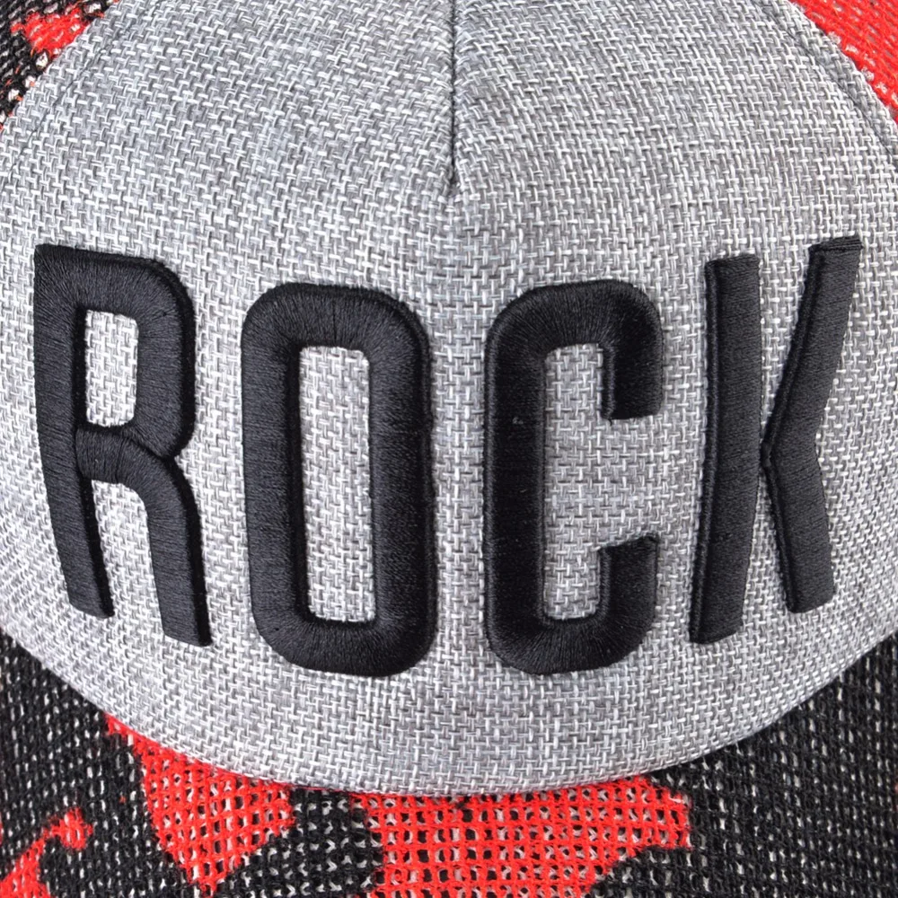 Летняя сетчатая бейсболка женская модная кепка с надписью ROCK мужское Хлопок и