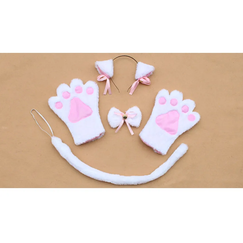 Аниме аксессуары к костюму для Косплей Hairwear Fancy Cat Neko Hairband с комплект с ушами горничной лолиты плюшевая перчатка лапы уши хвост
