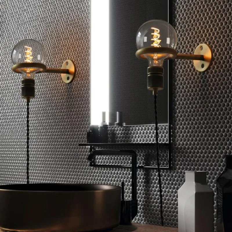 

Luminaria Loft Retro Industrial Lamp Restaurant Deco Lights Living Room wandlamp Bedside Bedroom Punk Pull Ring LED Wall Light