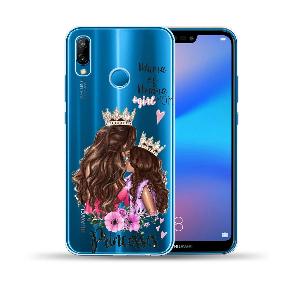 Детская мама девочка королева Мягкий ТПУ чехол для Huawei P8 P9 P10 P20 Lite P30 Pro