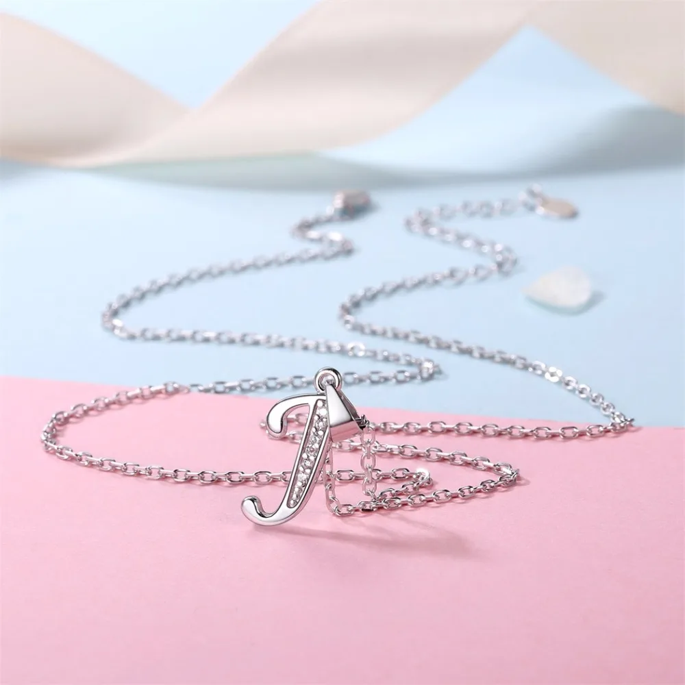 SILVERCUTE 925 пробы инициал из серебра ожерелье для женщин Альфабет кулон с цепочкой Имя ювелирные изделия подарок на день рождения SCP6396B