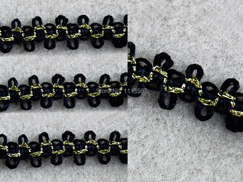 30 ярдов декоративная кружевная черная лента с золотой нитью|trim roll|trim chaintrim bit |
