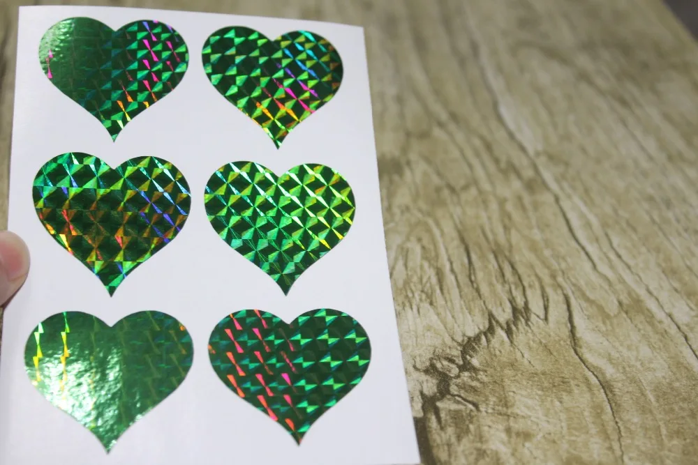 3 8 см зеленая голограмма Любовь Сердце стикер | Дом и сад