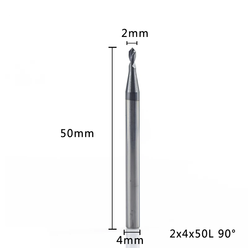 2x4x50L XCAN 1 шт. 90 градусов 2-12 мм Фаска фрезы Фрезы ЧПУ Концевая фреза с фиксированной точкой сверло Карбид Концевая фреза - Длина режущей кромки: 2x4x50L