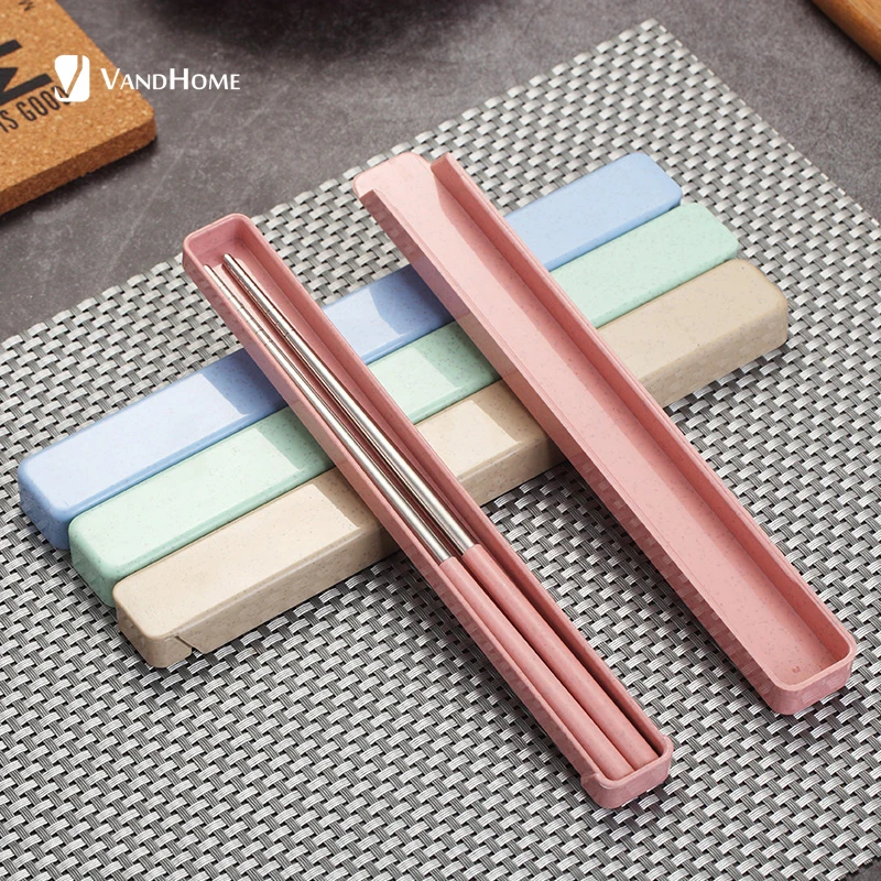 VandHome 304 китайские палочки для еды из нержавеющей стали пшеничная солома