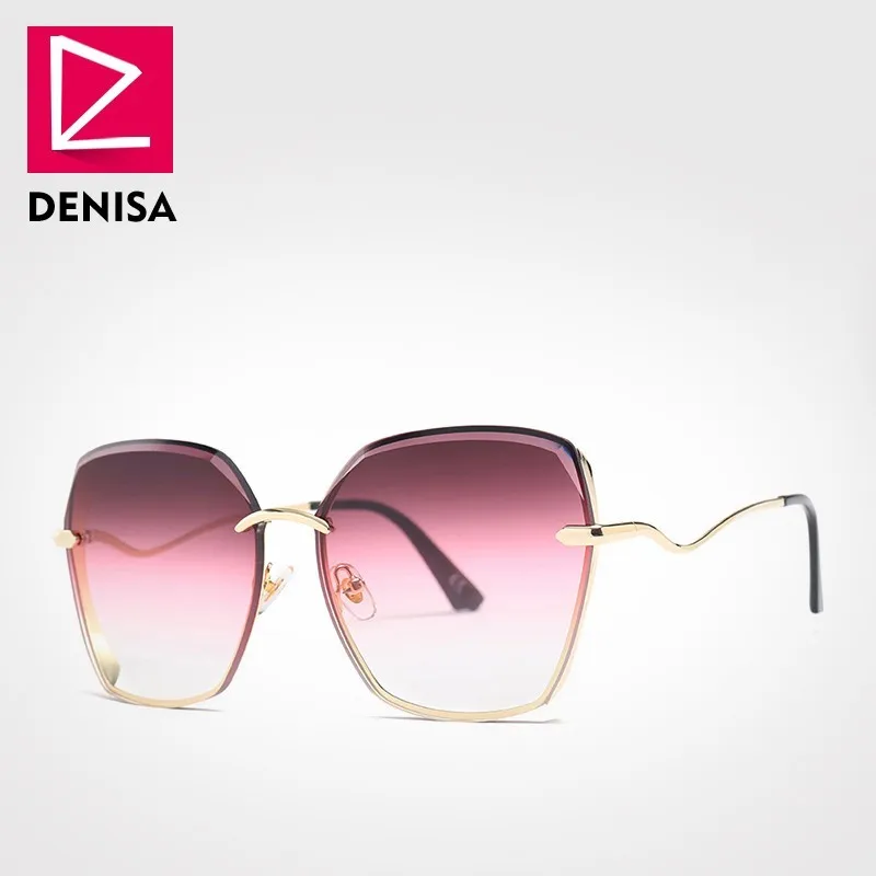 Red Sunglasses DENISA новые UV400 ретро большие солнцезащитные очки женские дизайнерские многоугольная рамка солнцезащитные очки Оттенки для женщин G25015 - Цвет линз: Red Sunglasses