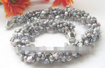 LL&lt&lt&lt 1031 Beautiful 18&quot 8mm 5row gray baroque keshi reborn freshwater pearl necklace | Украшения и аксессуары
