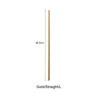 Gold-Straight-L Скандинавские красочные 304 нержавеющая сталь питьевой соломинки многократного использования изогнутая металлическая соломинка Высокое качество трубка Офис Бар посуда для напитков аксессуары - Цвет: Gold-Straight-L