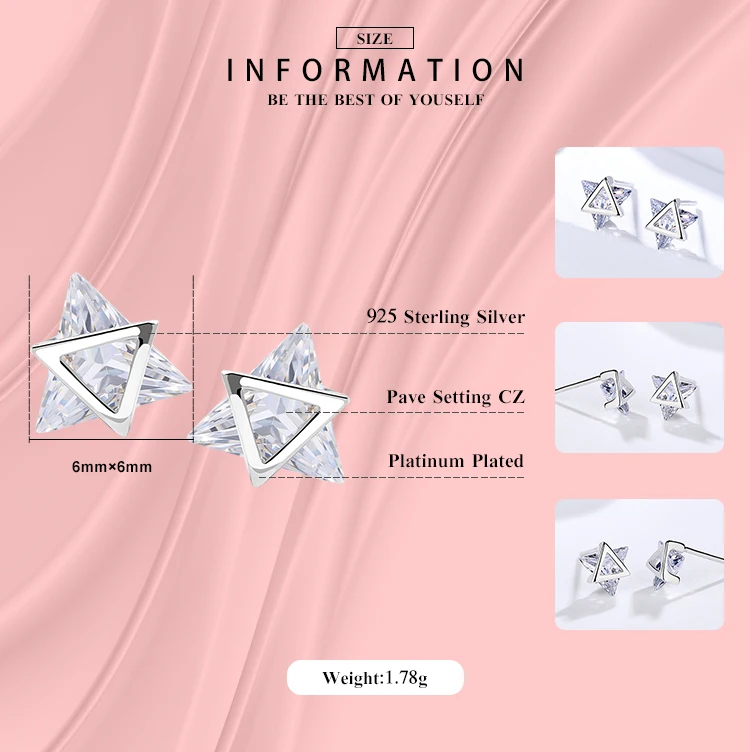 Modian подружки невесты сплошной 925 серебро треугольники прозрачный CZ женские