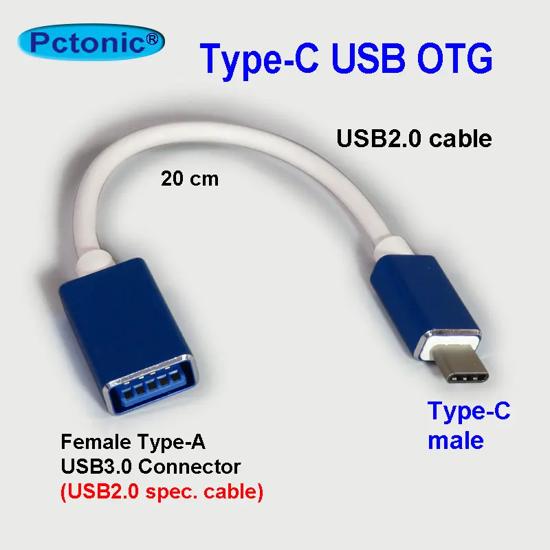 Переходник PCTONIC USB Type-C/USB type-A короткий штекер USB-C металлический кабель Мобильный