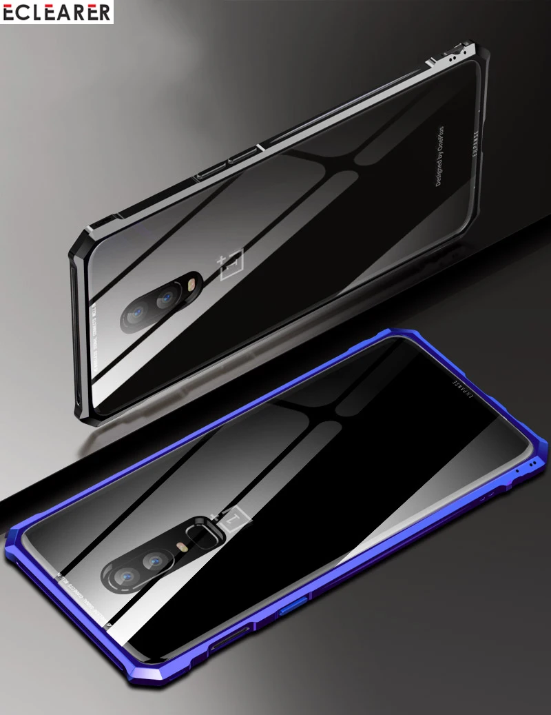 Чехол для OnePlus 6T One Plus 6T премиум-класса, алюминиевый металлический чехол в форме бриллианта для OnePlus 6T 9 H, прозрачная задняя крышка из закаленного стекла