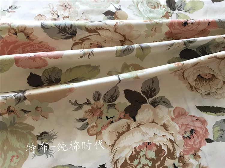 160x50 см печать свежий ретро Роза саржевая хлопковая ткань DIY Детская одежда ткань сделать постельные принадлежности одеяло украшение дома 160 г/м