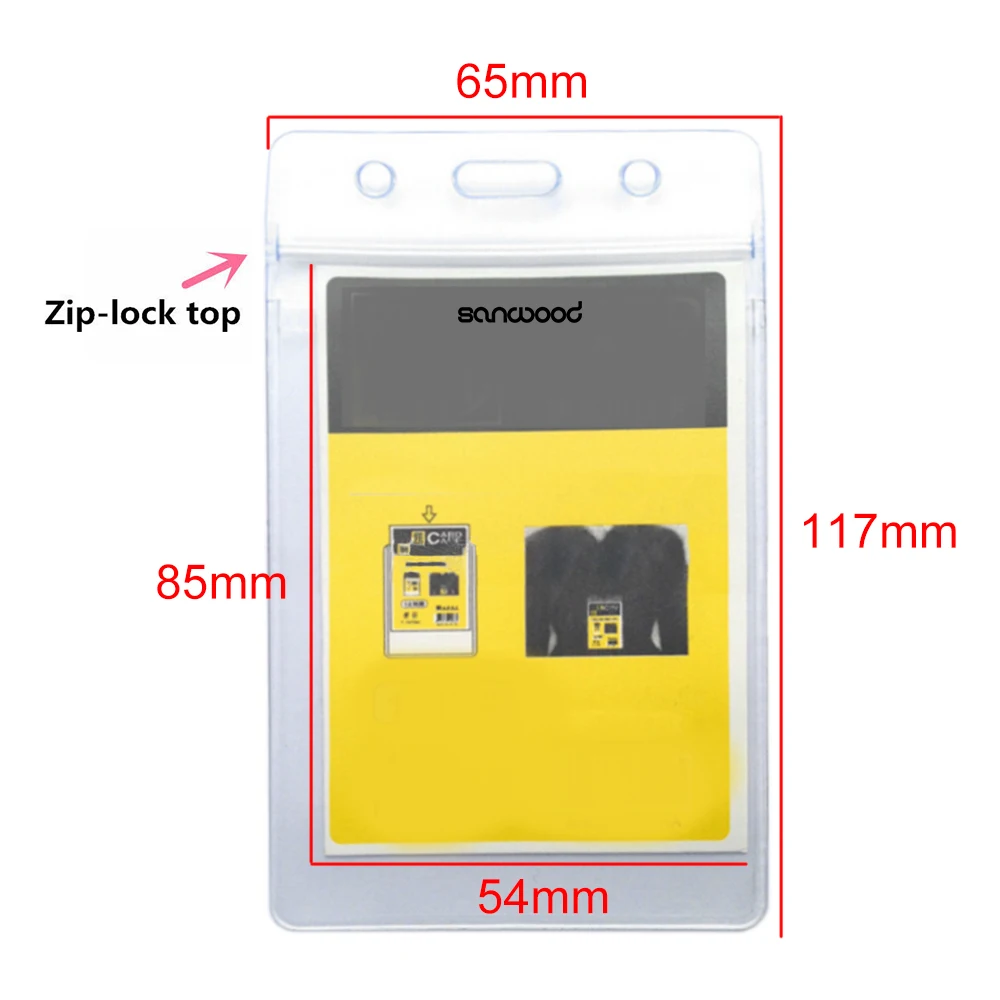 Вертикальный прозрачный пластиковый держатель для ID карты с молнией 10 шт.|card badge|id