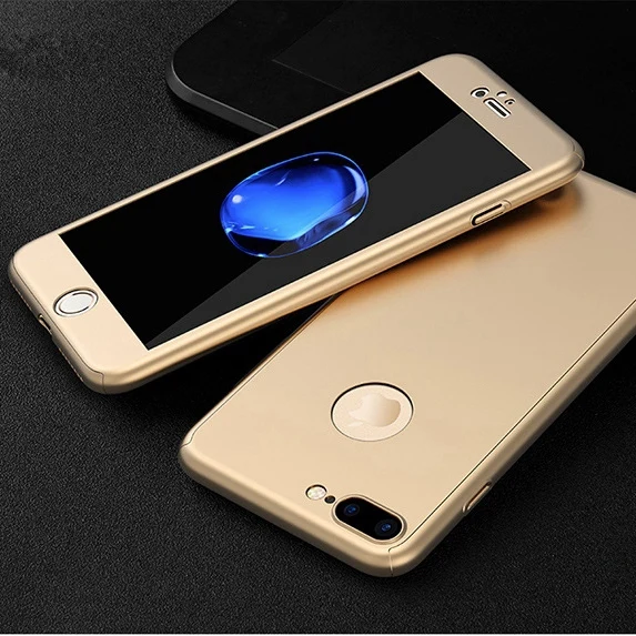 Золотой 360 градусов полный Чехол для iphone 11 Pro Max Xs Max Xr 6S 6 Plus Чехол Жесткий PC закаленное стекло чехол для iphone 7 8 Plus чехол s - Цвет: Золотой