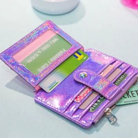 holographic wallet id money credit card holder pocket case coin purse business drivers license organizer for women girls