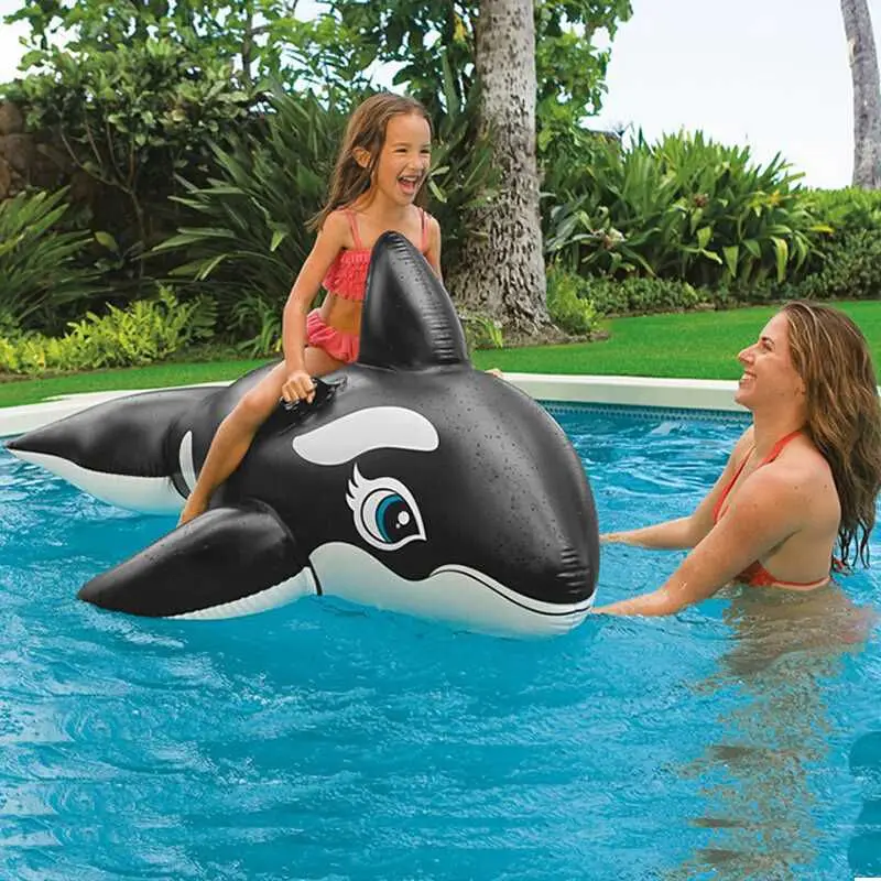 193x119 см Intex Whale Ride On гигантское черное надувное кольцо для плавания в бассейне с
