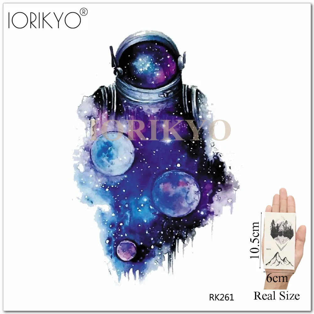 Galaxy астронавт Луна черного цвета с принтом Мандала хенна наклейки для временных
