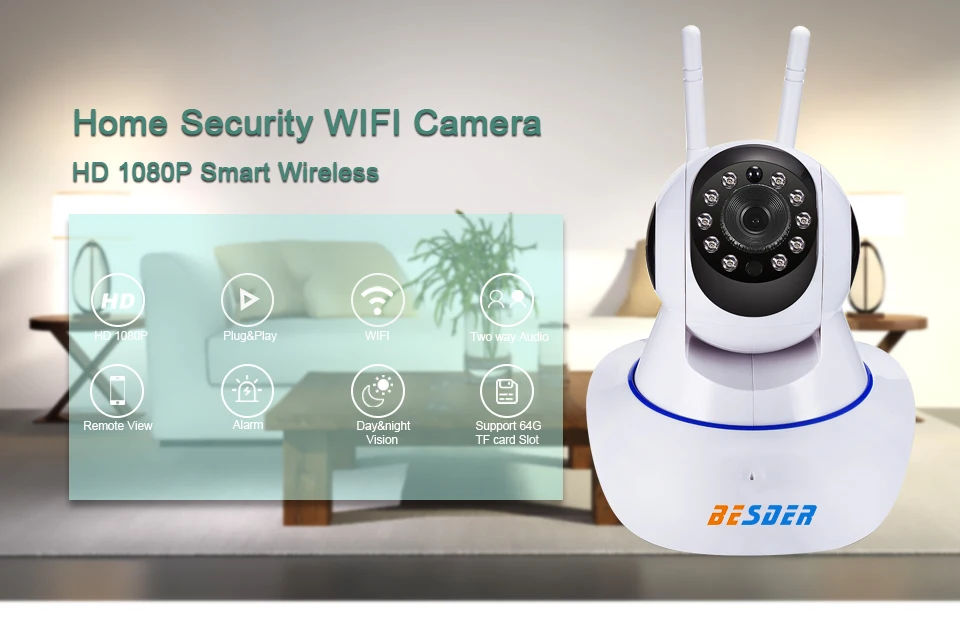 Besder радионяня Yoosee 1MP Wifi ip-камера двухсторонняя аудио Pan Tilt ONVIF P2P сигнализация CCTV домашняя камера безопасности 64G слот для карты SD