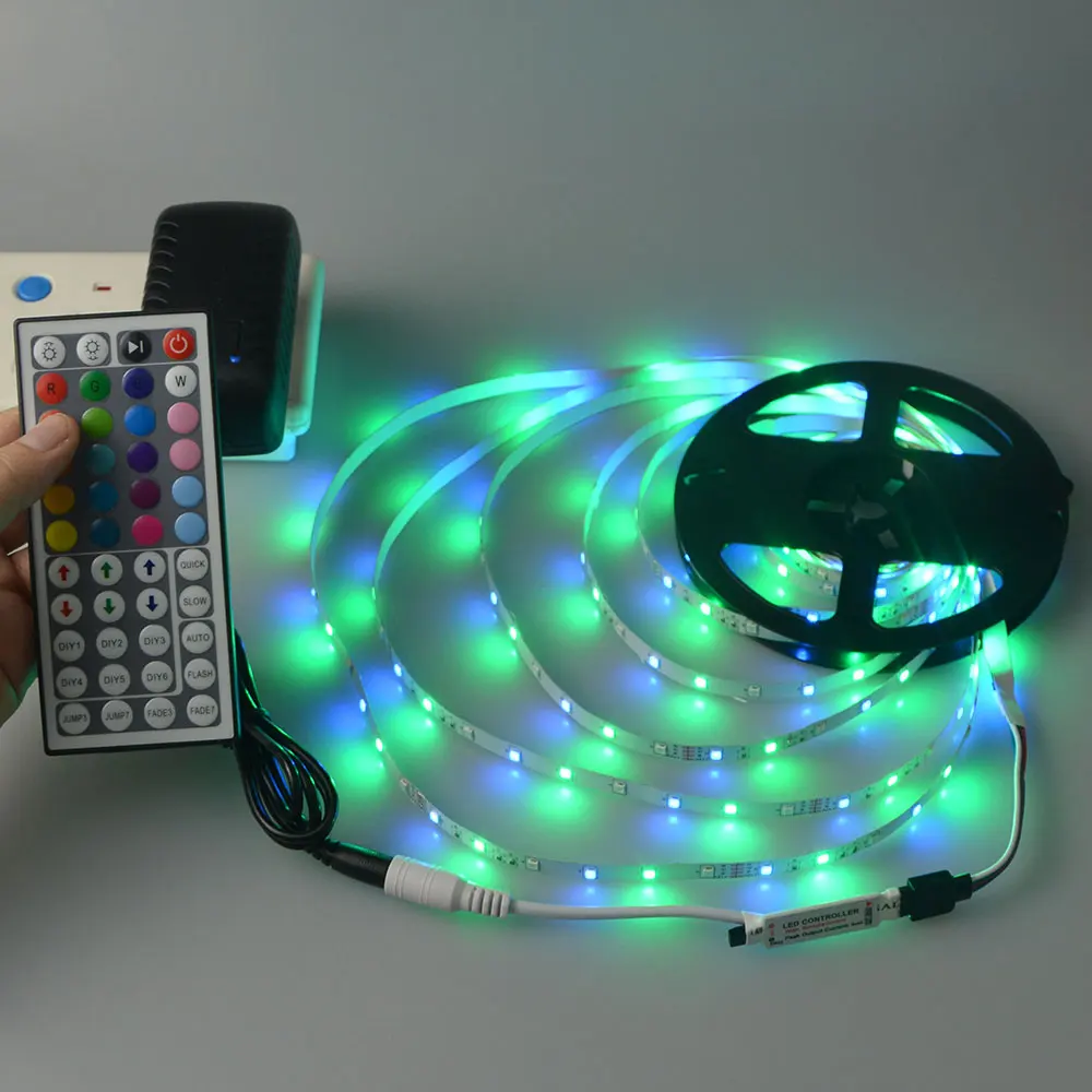 Светодиодная лента RGB 3528 SMD 1 рулон 5 м 300 светодиодов адаптер питания 12 В 3 А