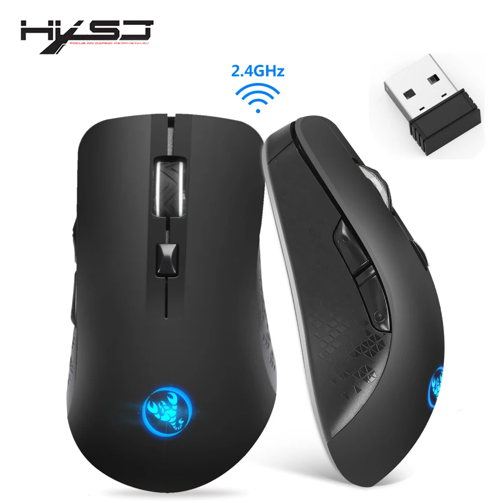 HXSJ M20 USB 2.4GHz Colorful Breathing Backlight 2400DPI Optical Computer Wireless Mouse Gamer for PC Laptop | Компьютеры и офис