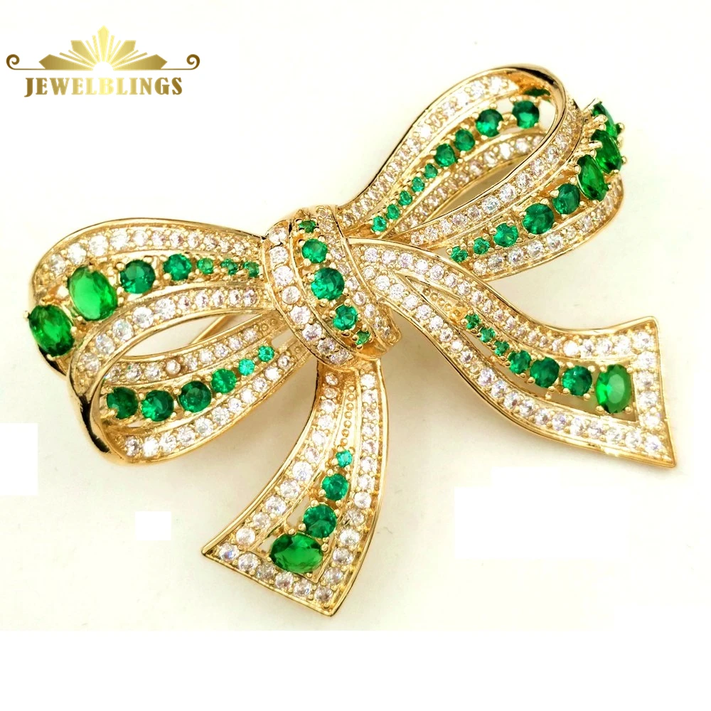 Эдвардиан Винтаж микро Паве CZ Зеленой Бабочкой Броши золотой тон овальной рамке