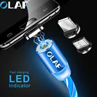 Магнитный светящийся кабель OLAF для iPhone, usb-кабель для зарядки, светодиодный магнитный кабель Micro USB Type-C, магнитный шнур, мобильный телефон, кабели