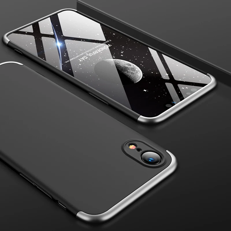 GKK противоударный 360 полная защита 3 в 1 Hard-PC Mobile Phone Чехол на заднюю панель для iPhone XR