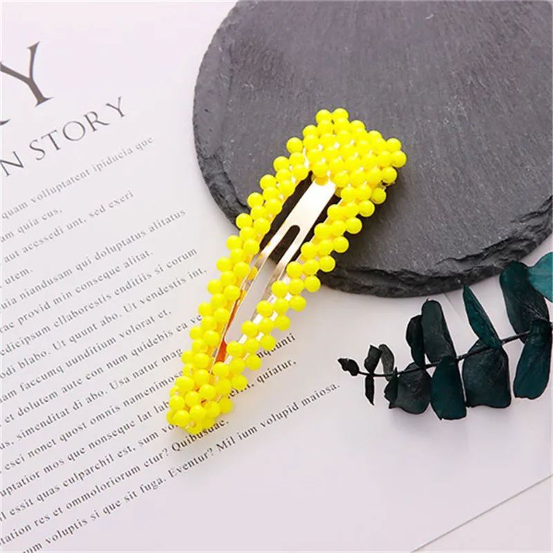 yellow 2 Новинка, милые разноцветные бусинки, капля, прямоугольные шпильки для волос для женщин и девушек, ободки для волос, заколки для волос, модные аксессуары для волос - Цвет: yellow 2
