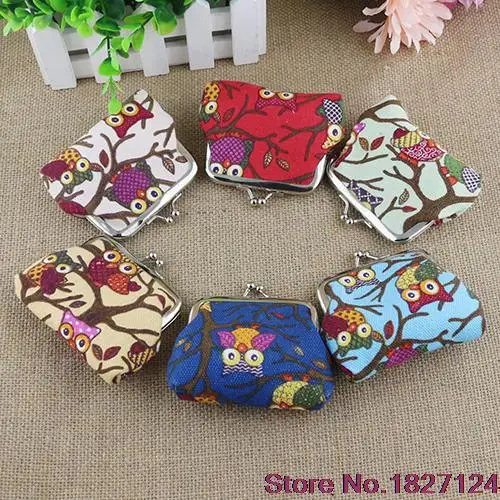 Женский милый разноцветный кошелек с принтом совы блестками для монет Холщовый
