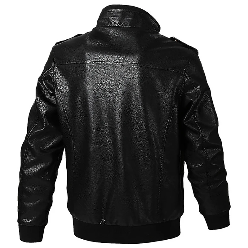 Летчик Мужская кожаная куртка 6XL размера плюс с вышивкой мотоциклетные кожаные