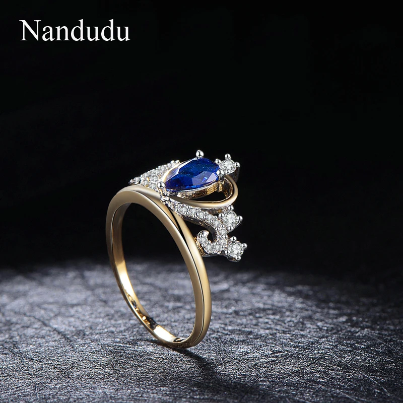 Nandudu флэш продажи Синий Циркон Корона кольцо из розового золота Цвет Новое