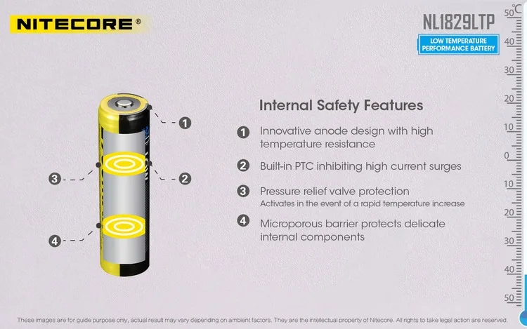 NITECORE NL1829LTP 2900 мАч 18650 низкая термостойкость Высокая емкость производительность литий-ионный аккумулятор Кнопка сверху