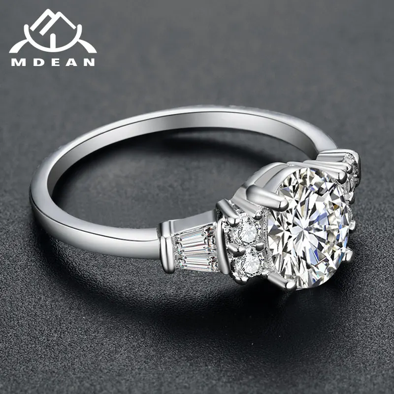 Mdean кольца белого золота для женщин богемные Свадебные простые AAA Циркон Модные