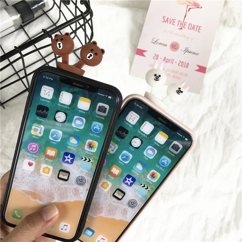3D милый мобильный телефон с мультяшками чехол для IPhone 7X6 XS 6S 8 XR MAX Новый Мягкий