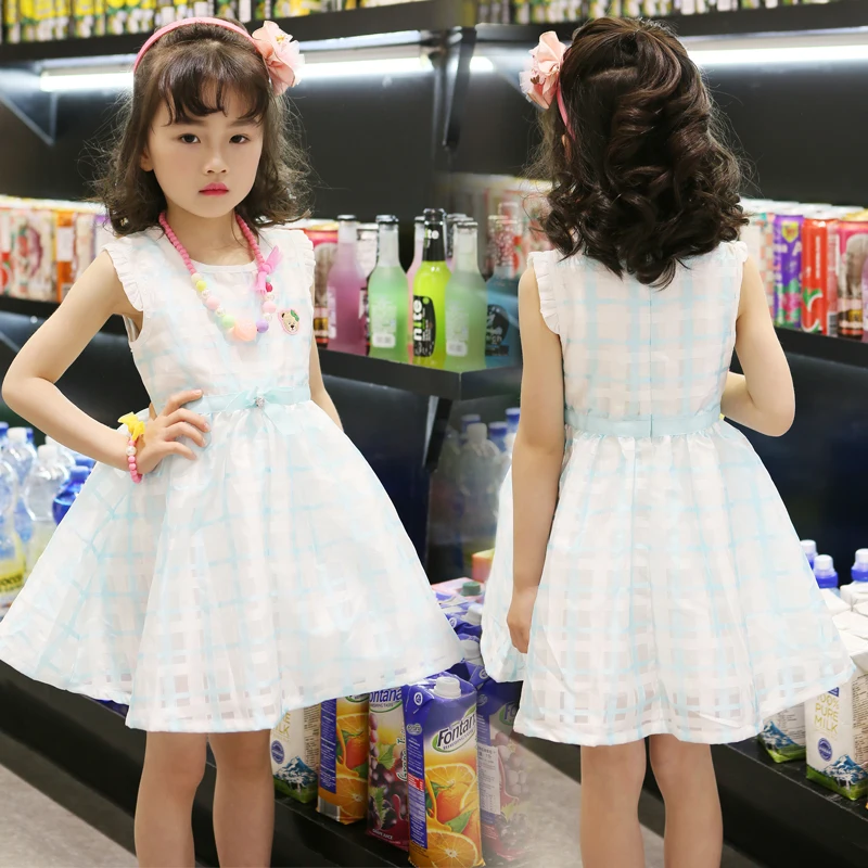 Китай Марка 2016 лук плед о-образным вырезом бальное платье туту туле летом мило