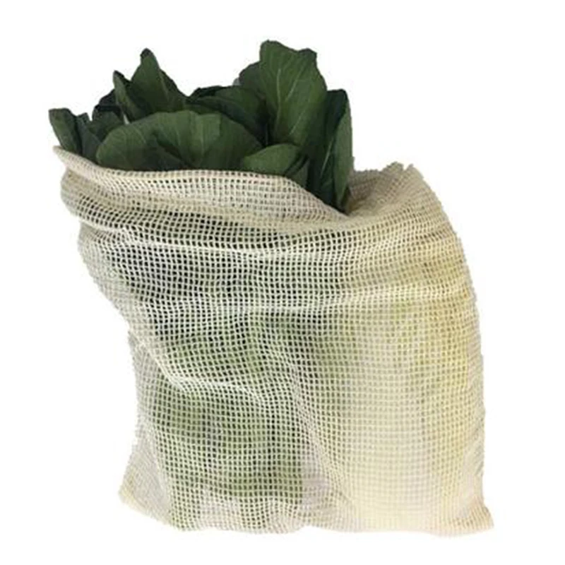 Многоразовые сумки из хлопчатобумажной сетки для производства продуктов, для хранения фруктов, для покупок, сумки для овощей, аксессуары для дома, кухни с Кулиской