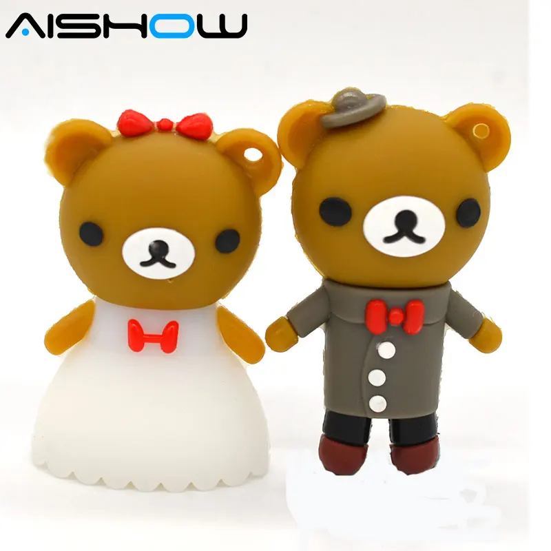 

pendrive hot cartoon Rilakkuma bear marry wedding pen drive 4GB 8GB 16GB 32GB 64GB silicone U Disk USB Flash Drive memory stick