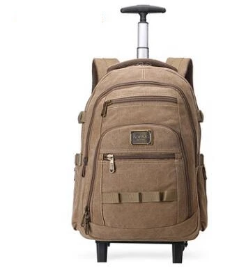 Khaki 22Inch Мужская сумка для багажа на колесиках, Холщовая Сумка на колесиках, сумка для багажа, рюкзак на колесиках для мужчин, сумка для багажа, чемодан - Цвет: Khaki 22Inch