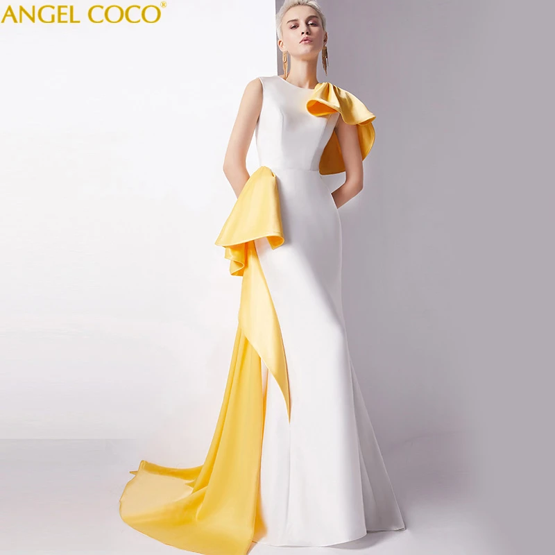 Великолепное вечернее платье русалки модное сексуальное желтое знаменитостей