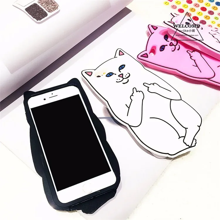 3D Кошка Мягкий Чехол Для iPhone 7 Силиконовый ТПУ Милый Карман котенок Крышка Plus 6 S