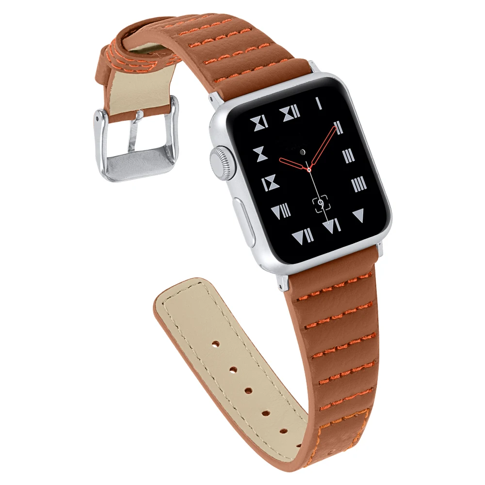 Ремешок из натуральной кожи с волнистой нитью для Apple Watch сменный ремешок iWatch 1 2 3 4