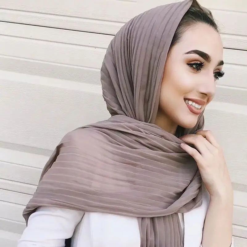 

85*180cm femme musulman plain shawls and wraps islamic headscarf malaysia hijab women chiffon crinkle hijab scarf