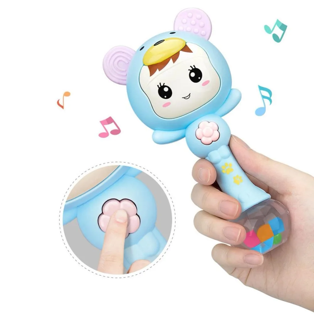 Милый Bearoom музыкальные игрушки для малышей детский Прорезыватель осветительной десен кольцо на руку колокольчик мобильные Прорезыватель с погремушкой палочки погремушки игрушки